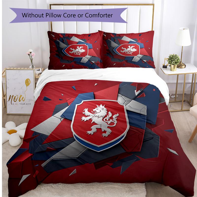 Czech Republi Football Printed Bedding 3 Piece Set Cozy Breathable Bed Cover Set as Housewarming Holiday Gift