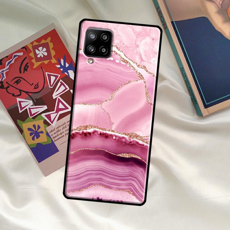 Teal Blue Gold Agate Marble Case For Samsung Galaxy A33 A13 A36 A56 A23 A52 A32 A12 A54 A34 A14 A16 A26 A53 A15 A35 A55