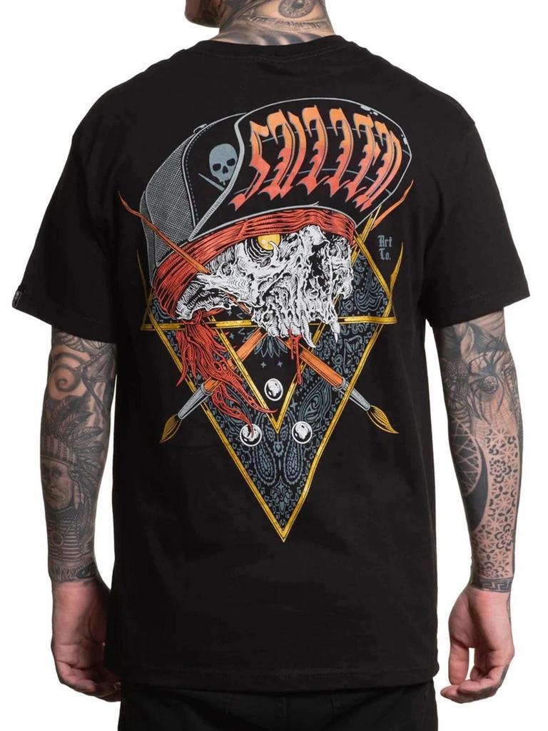 Sullen Men's Thrash Badge Short Sleeve Standard T-shirt Tattoo Style Skull Tee