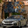 Thunder Wolf Print Sun Visor Foldable Universal Car Windshield Sun Shade UV Protection Heat Insulation Foldable Cover