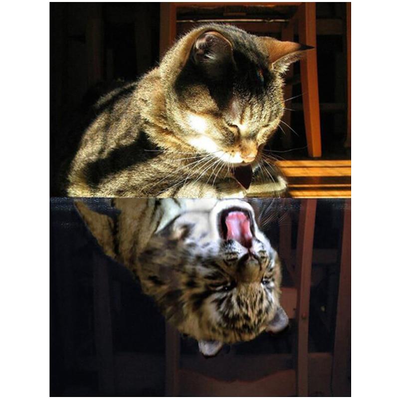 Алмазная вышивка животное кошка отражение картина горный хрусталь Алмазная картина вышивка крестом