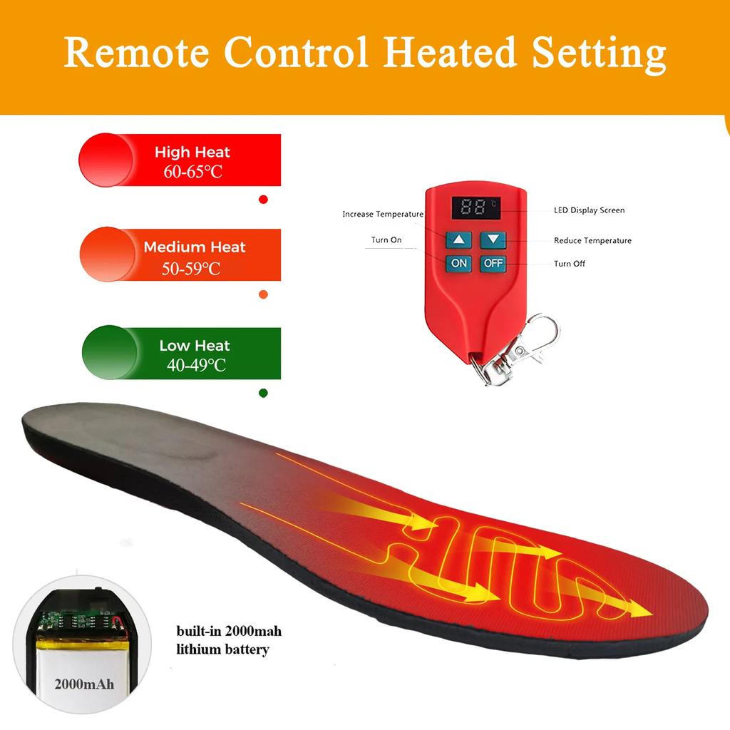 Electric Heating Insoles Winter Foot Warmers Outdoor Sports Tailorable Precise Temperature Control Heated Insoles