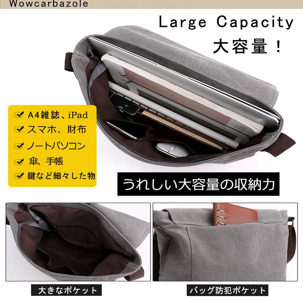 Wowcarbazole Холщовая сумка через плечо для поездок на работу или учебу, мужская сумка, сумка, повседневная, легкая, (коричневый)