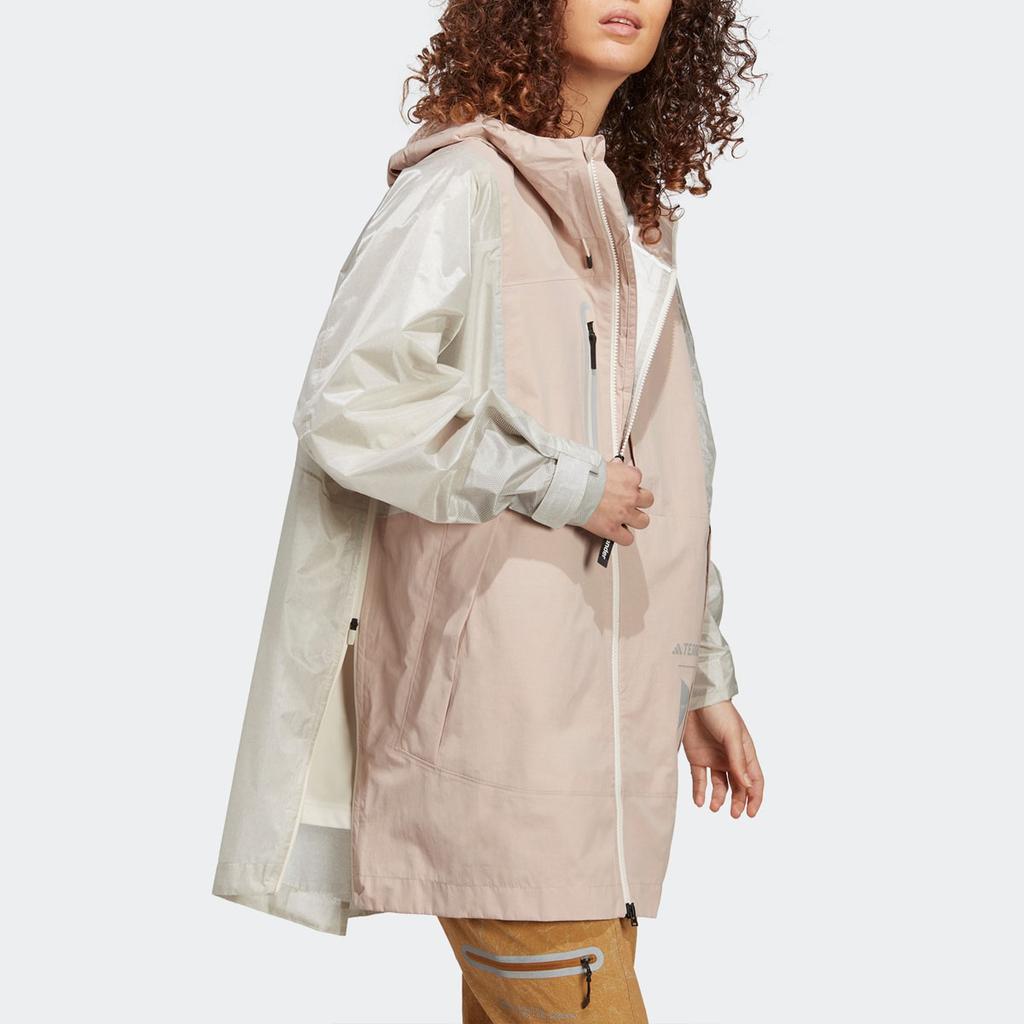 Adidas Terrex X And Wander Collaboration SS23 Color Block Outdoor Waterproof Rain Jacket Women Jacket Gray Pink HR7144