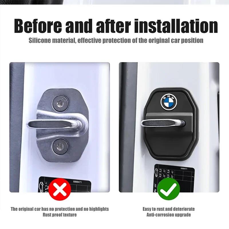 BAAM1 2025 Hot Car Door Mute Damping Cushion Silicone Door Lock Buckle Door Protective Cover For BMW X1 X3 X4 X5 M F15 X6 F16 G30 7 Se