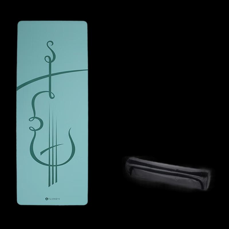 WEZHO Mustard Green Rubber Yoga Mat with Alignment Lines & Carry Bag