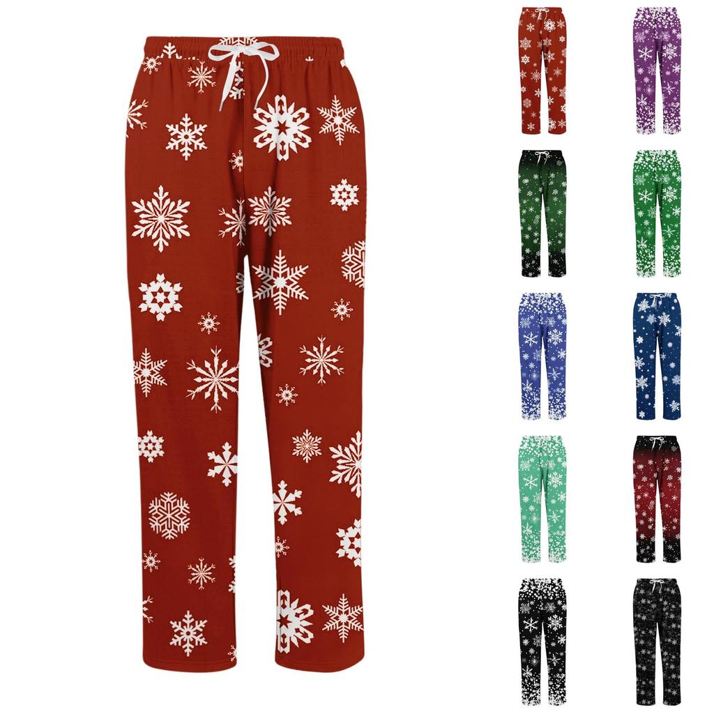 Мужские повседневные брюки с рождественским принтом, свободного кроя, прямые, с эластичным поясом и карманами, для праздничной вечеринки, повседневной носки и на работу
