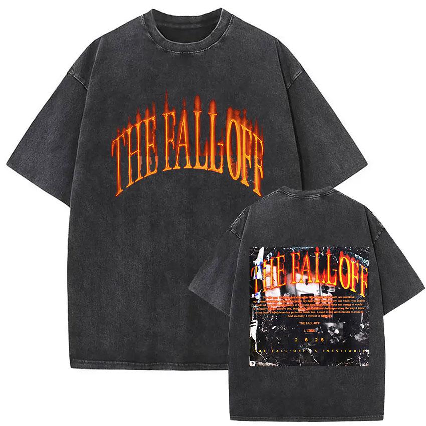 Винтажные стираные футболки J Cole The Fall Off Тур по Северной Америке Графическая футболка женская Одежда Хип-хоп Короткий рукав Футболка