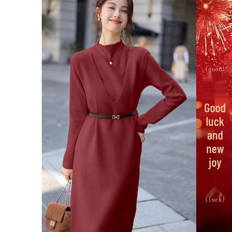 Mokana Women's Winter Long-Sleeve Layered Fringe Dress Set