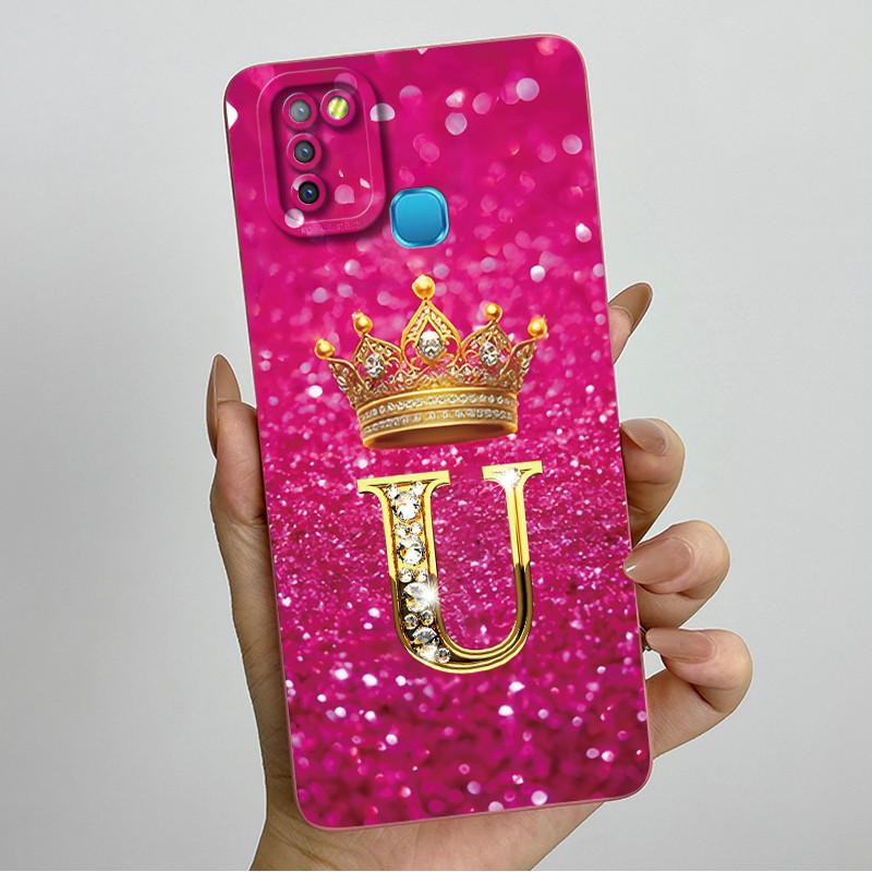 For Infinix Smart 5 Case X657 Crown Letter Soft Silicone Back Cover Funda On Infinix Hot 10 Lite X657B Smart5 Bumper Shell Couqe