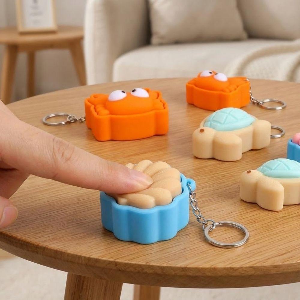 Mini Turtle Clicker Keychain Cute Animal Fidget Sensory Toy Button Clicker Keyring Venting Toys