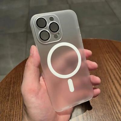 Ультратонкий матовый магнитный чехол для iPhone 15 14 13 12 11 Pro Max 15 Plus, защитный чехол для объектива с беспроводной зарядкой Magsafe