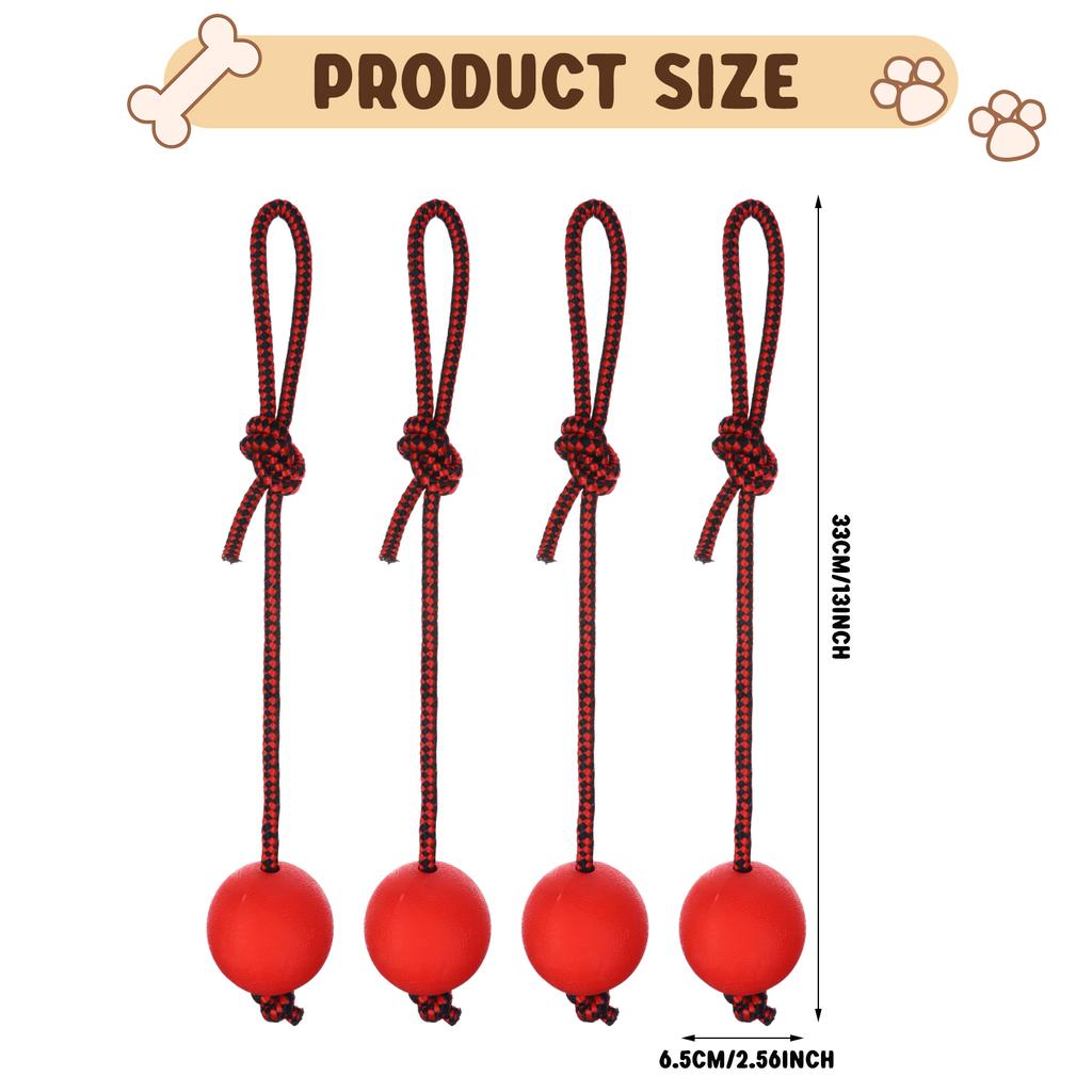 4 Pieces Dog Rope Ball Dog Ball On A Rope, Durable Elastic Solid Rubber Balls Interactive Rubber Ball Chew Toys For Small Medium