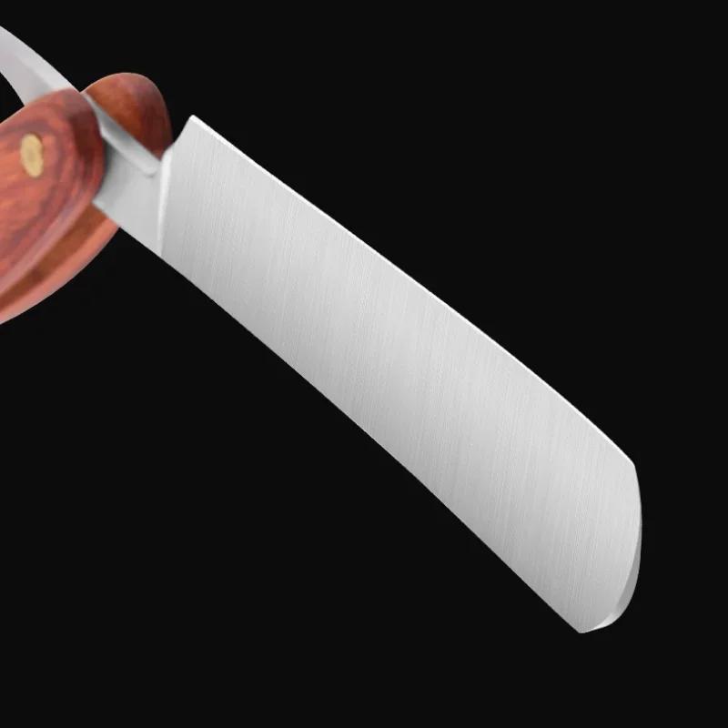 Винтаж с деревянной ручкой инструменты для удаления волос старый набор ножей для бритья из нержавеющей стали парикмахерская бритва прямой край складной подарок