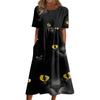 Летнее платье для женщин, повседневное пляжное свободное платье с короткими рукавами и принтом