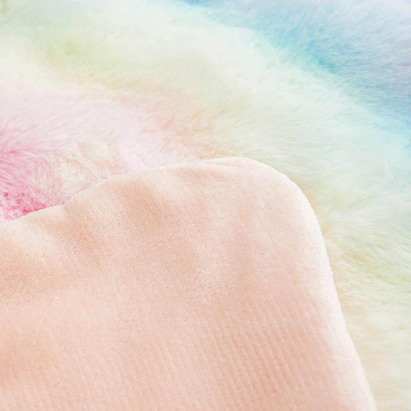 Rabbit Fleece Blanket Rainbow Double Layer Blanket Winter Thickening Sofa Cover Blanket Office Nap Blanket Dormitory Warm Blanket
