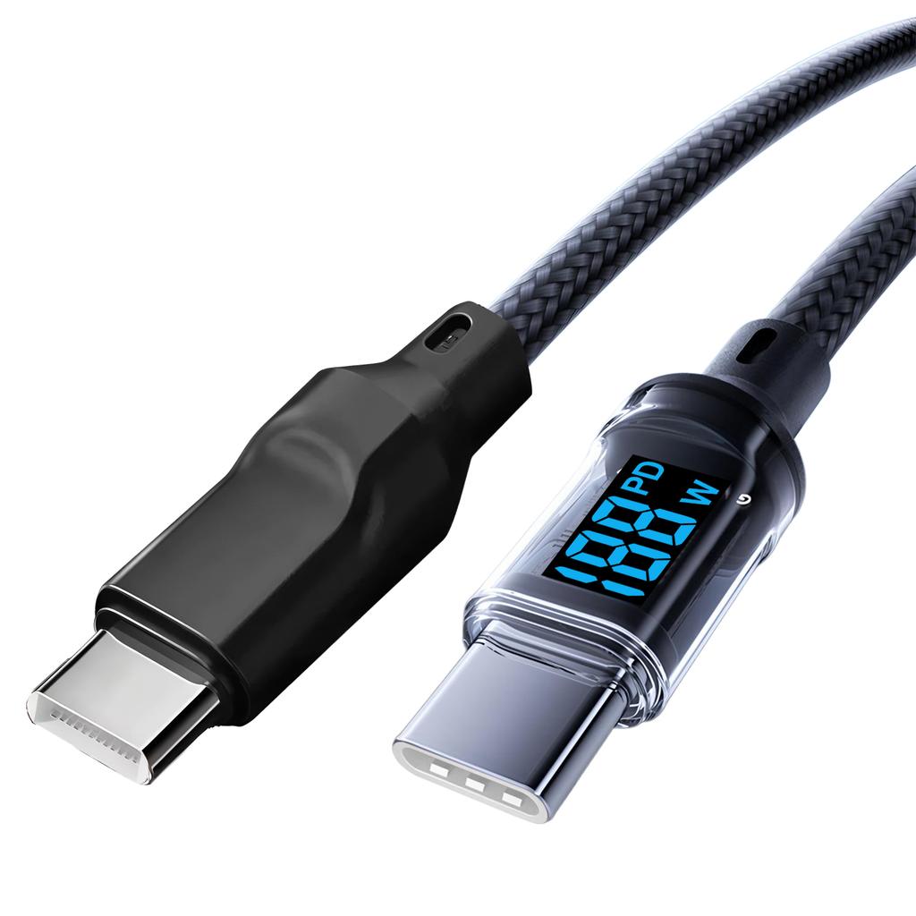 Цифровой дисплей Кабель Type C на C PD Быстрая зарядка USB C Дата-кабель Совместим с iPhone 15 16 Samsung Huawei Планшет