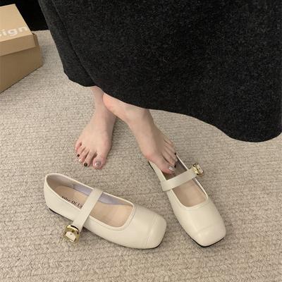 Туфли Мэри Джейн с неглубоким горлом, мягкая подошва, мягкая поверхность, весна 2024, новый односложный ремень, универсальные туфли на плоской подошве, женская обувь