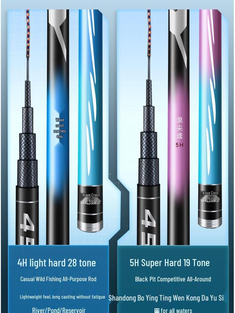 Удилище Wave Tip Kui Super Light & Hard для карася и тай: 28-19 Тон, Легкий, Универсальный для Крупной Рыбы