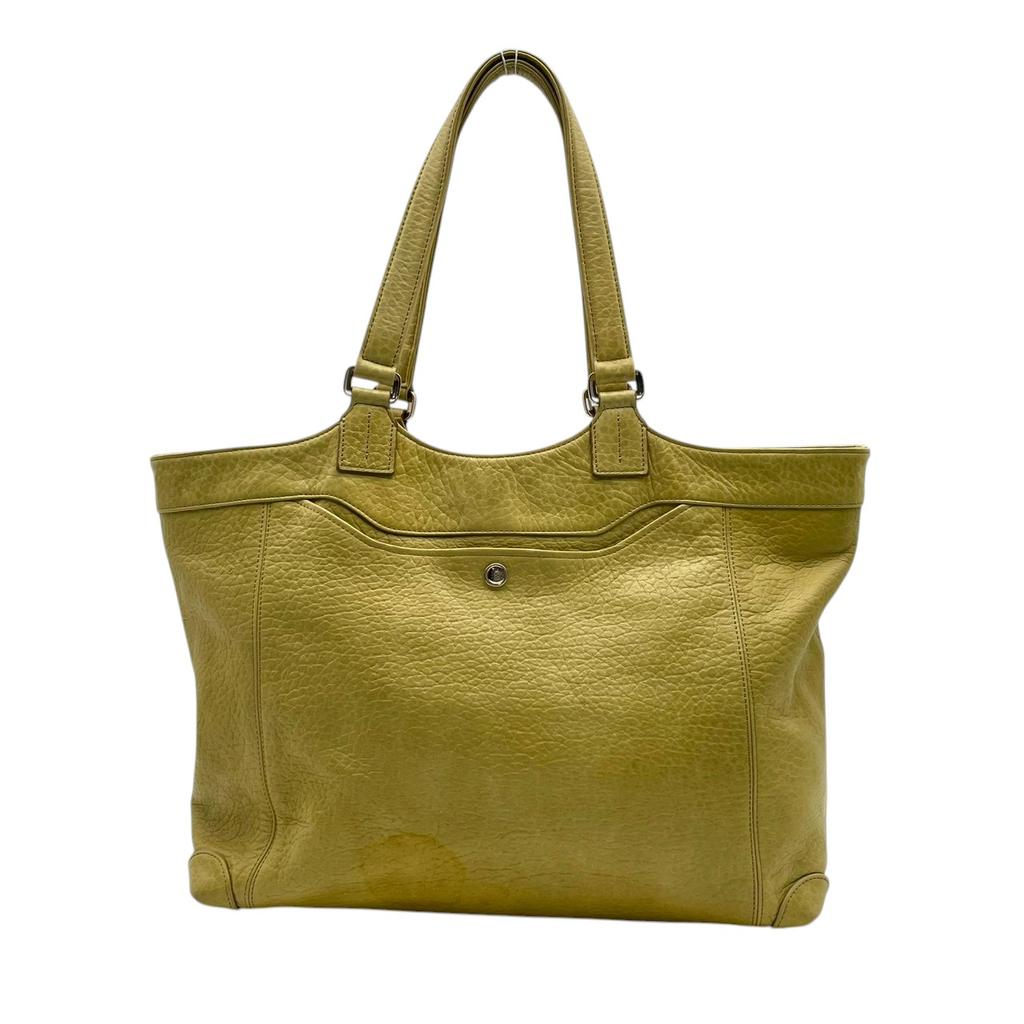 Used aniary Tote Bag Leather Tote BagTote Bag lime green Cowhide unisex