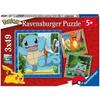 Puzzle for Children 3x49 Pieces Pokémon - Charmander, Bulbasaur and Squirtle - From 5 Years Old - 3 Posters Included - 05586 - Ravensburger
