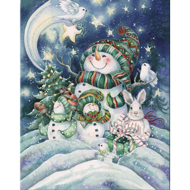 5D DIY Алмазная картина Снеговик Полный круглый Стразы Рождественская мозаика Ручная алмазная вышивка