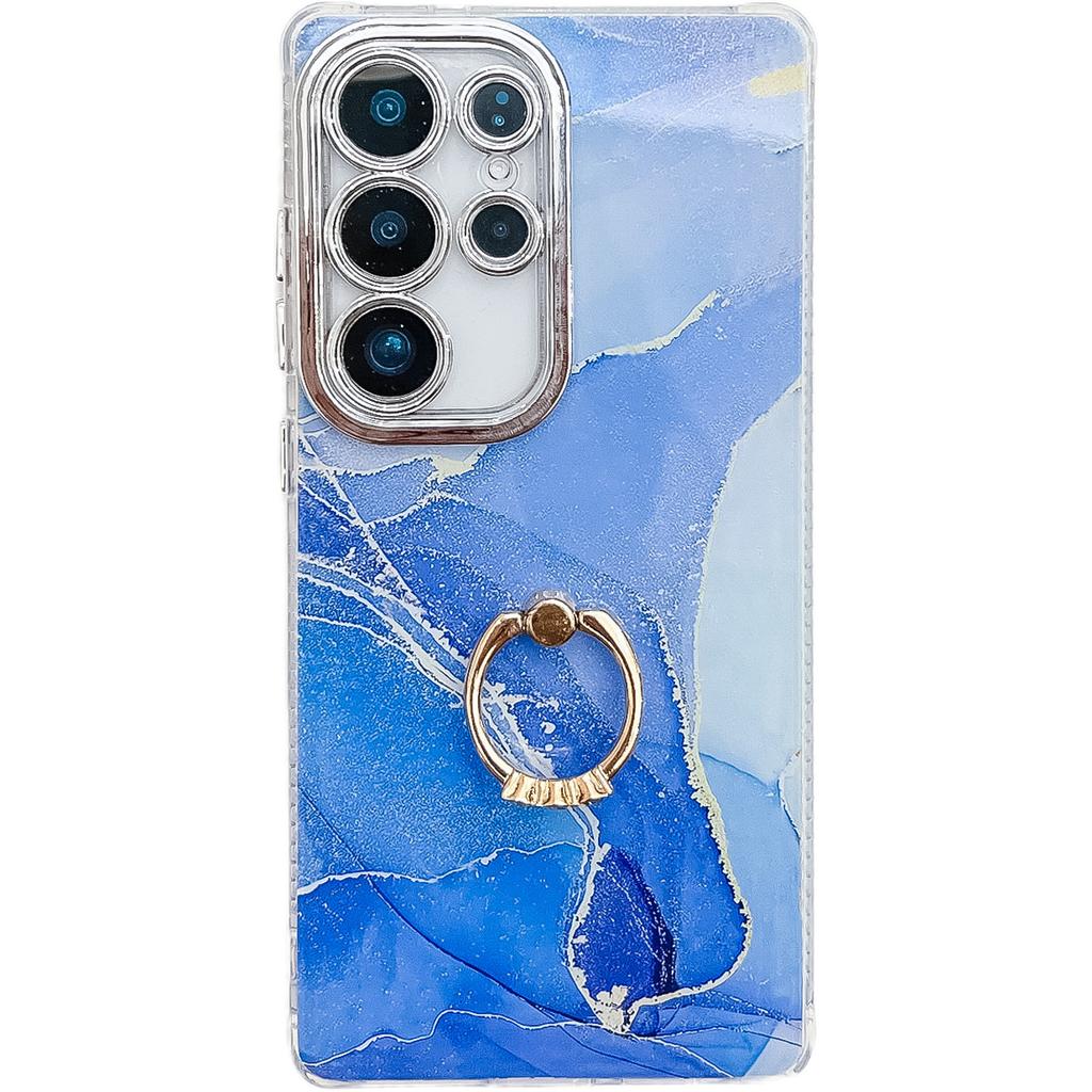 Чехол для телефона Samsung S25 Ultra Гальванизированный мрамор A56 Кольцо-подставка S24 Полностью закрывающий Новая модель