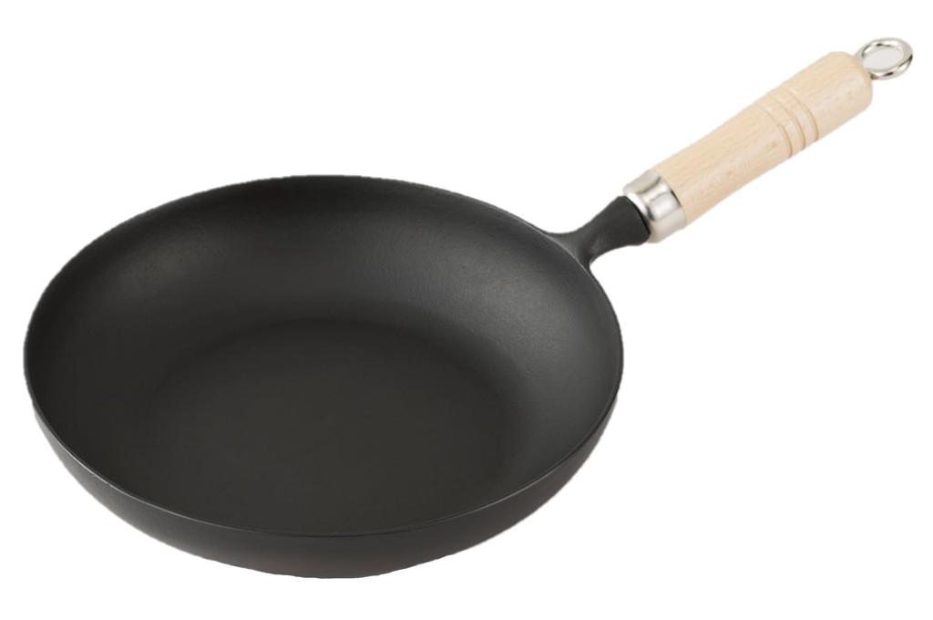 Iwachu Omelet Pan 24cm wooden Black Baked Inner Diameter IH Nambu 24006 (with handle), Finish, 23.5cm, Compatible, Ironware,
