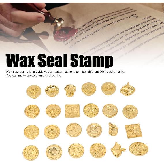 BORDSTRACT Сменная головка для восковой печати, 24 шт. Ретро Антикварные Винтажные Головки для восковых печатей с коробкой для хранения и мешочком для запечатывания конвертов, открыток