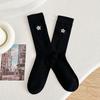 Dui Dui Socks Women's Spring Five-pointed Star Embroidered Mid-calf Socks Pull A Long Calf Sock