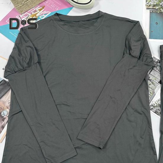 2 Pcs/Set Women Top Pants Suit Crew Neck Long Sleeves Solid Color Sleepwear Sport Sweatshirt Drawstring Elastic Waist Trousers Fitness Outfit Fall