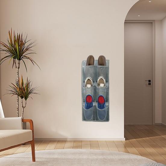 Shoe Rack Thickened Elastic Borders High Bearing Capacity Folded 6 Pockets Storage Space-saving Door Hanging Shoe Rack Bedroom Supply