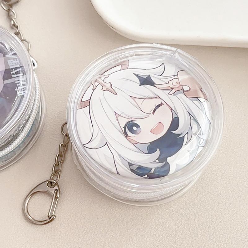 Круглая прозрачная сумка для значков, двусторонняя сумка для хранения значков с меховым помпоном, водонепроницаемый дисплейный чехол для значков, подвесная сумка