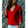 Women Elegant Solid Chiffon Blouse Spring Summer Casual Long Sleeve V Neck Loose Shirt Office Lady Tunics Oversized Tops
