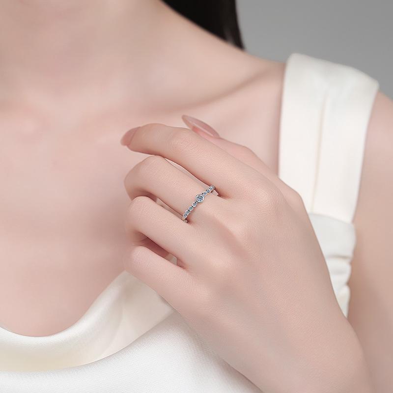 Серебряное кольцо Yinbaichuan S925 с муассанитами «Пузырь» для женщин - Элегантное, Повседневное, Универсальное.