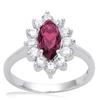 Silver Ring 'Victorina' Ruby White Silver (rhodium) - 16x10 Mm