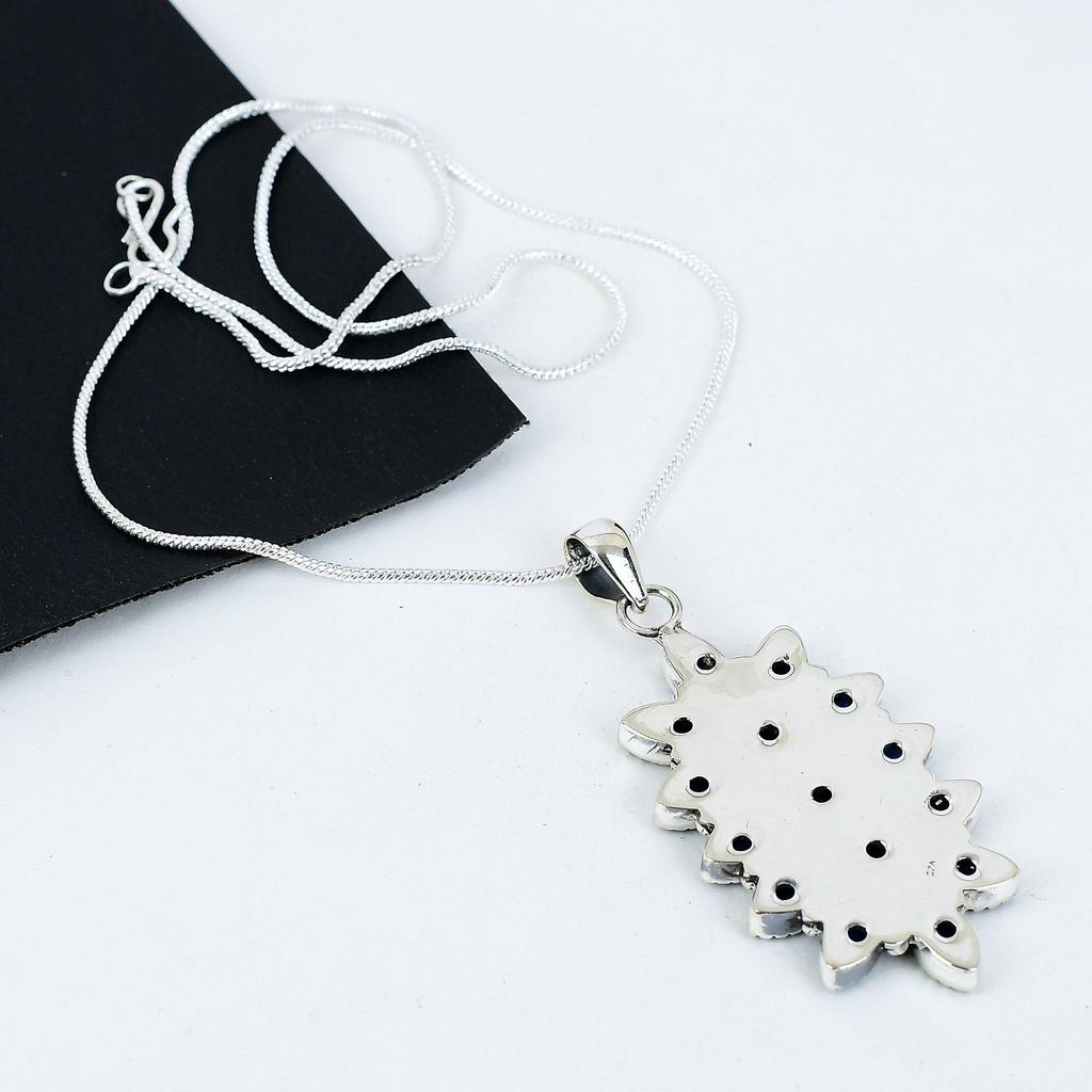 Lodon Blue Topaz Gemstone Handmade 925 Sterling Silver Electroform Flower Collar, Lodon Blue Topaz Silver For Wife Unisex Cushion For Wife Umbrella Gifts