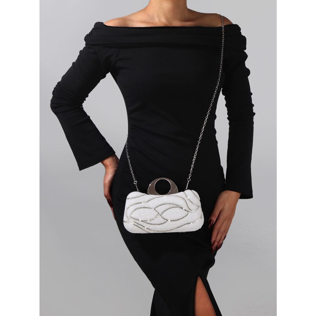 Popular pearl dinner bag European and American retro luxury clutch bag banquet dress women's evening wear