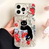 Роскошные чехлы для телефона с черной кошкой и цветами Чехол для телефона для iphone 16 14 15 Plus 13 Pro Max 7 16e Милый девчачий чехол Силиконовая задняя крышка