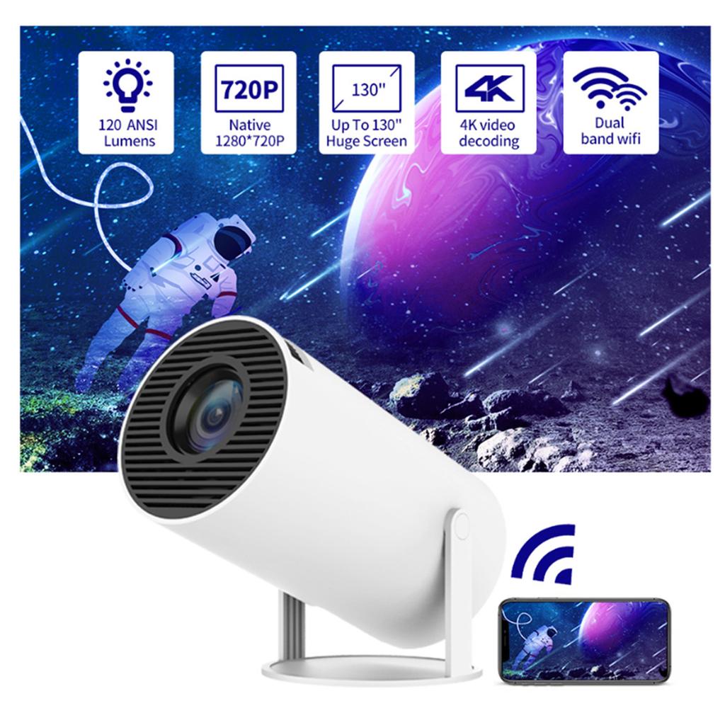 Projector 4K Decoding 120 ANSI Lumens 2.4G+5G WiFi Keystone Correction Portable Projector Quad-core