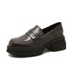 Small Leather Shoes Women's New Spring and Autumn Thick Heel Platform British Style Retro Soft Leather Single Shoes Women