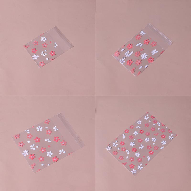 100 шт., упаковочная сумка для сухофруктов, подарочные пакеты, сумка для хлеба, самоклеящаяся белая цветочка, конфеты