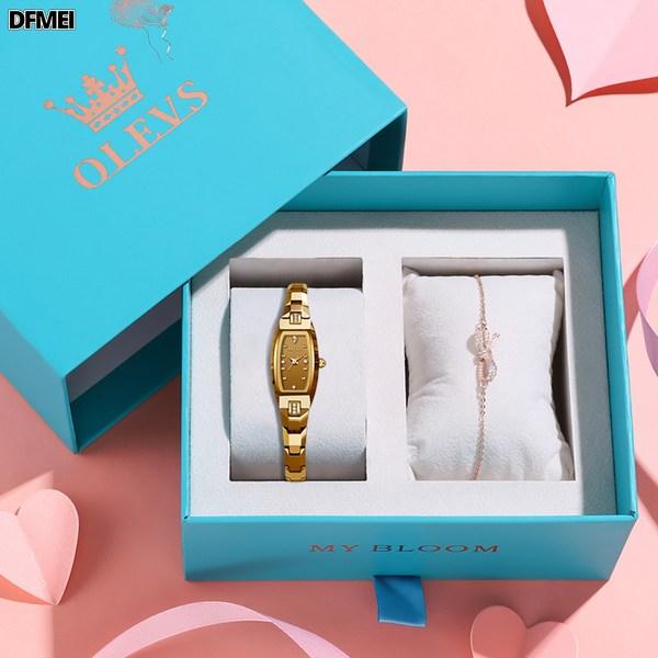 DFMEI Женские часы из вольфрамовой стали, браслет из розового золота, маленькие и изысканные водонепроницаемые модные кварцевые часы, популярные корейские часы