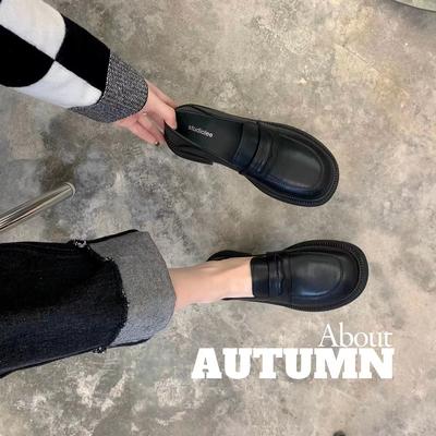 Кожа коровы~ У Мамы Виноградинки такие же туфли на толстой подошве из мелкой кожи для женщин, толстый каблук, британский стиль, на одном ремешке, ленивые, с юбками, лоферы.