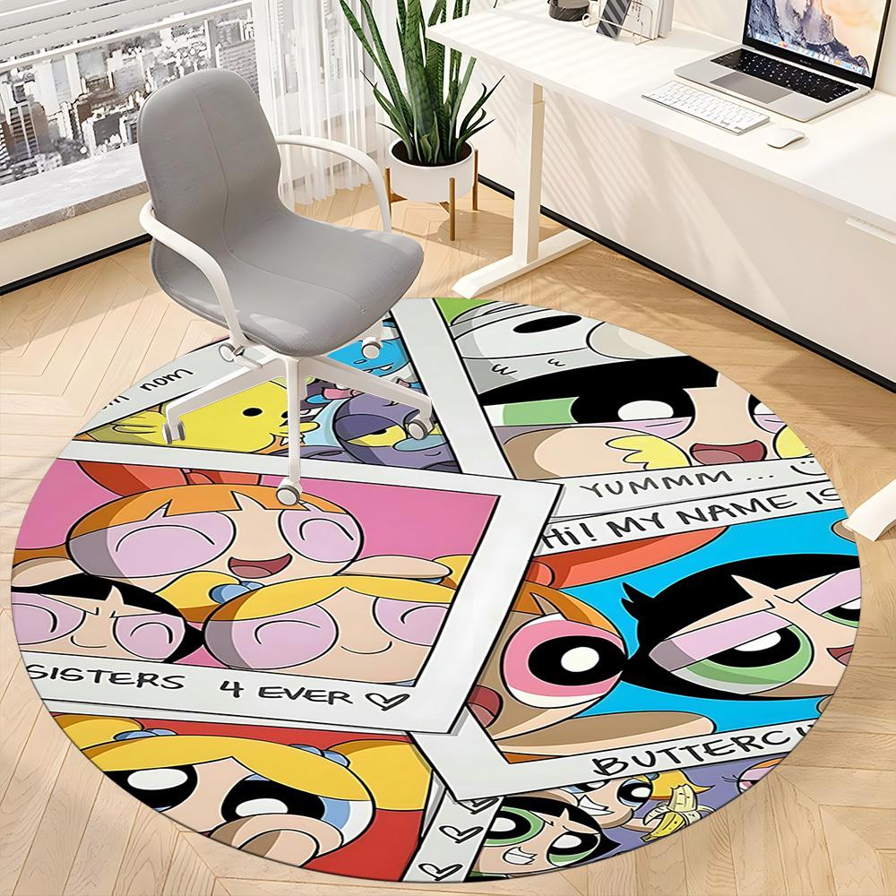 1pc Powerpuff Girls Office Round Area Rug, Under Office Chairs Bedroom Living Room Home Decor, Room Deco, Available in Various Sizes136
