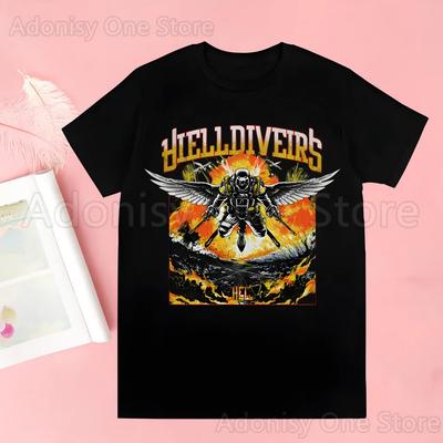 Helldivers Мужские Летние Футболки с Коротким Рукавом и Модным Принтом, Мужские Топы, Футболка, Унисекс, Графическая, Мужская Футболка