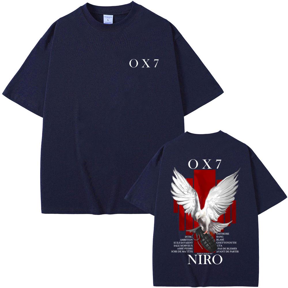 Rapper Niro OX7 Album Graphic T-shirt Unisex Women Hip Hop Fashion Pop Music T-shirts Male Casual Cotton Vintage T Shirt Streetwear