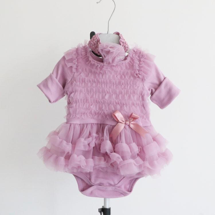 Платье с длинными рукавами для маленьких девочек, бальное платье с оборками, кружевные платья, повязка на голову, детская одежда принцессы для девочек