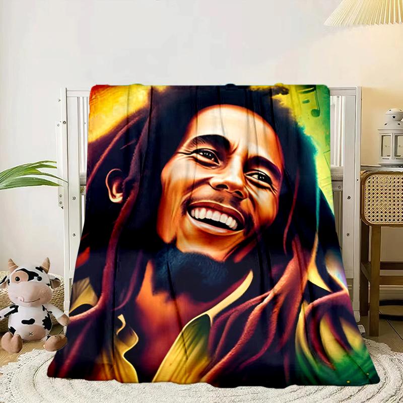 Bob music Vibrant Art Blanket Flannel Blanket for bed, sofa, Camping, Hiking, Picnic Essentials, gift for family Fan gifts