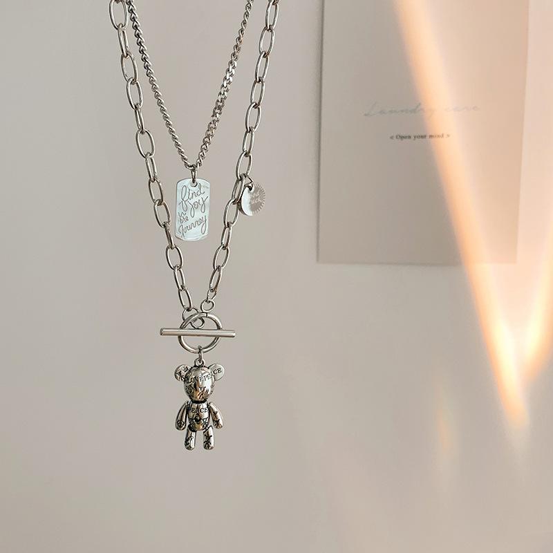 Цепочка для свитера женская осенне-зимняя длинная подвеска в виде медведя с двойным набором аксессуаров для свитера